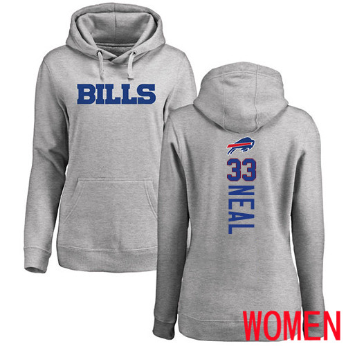 NFL Women Buffalo Bills #33 Siran Neal Ash Backer Pullover Hoodie Sweatshirt->women nfl jersey->Women Jersey